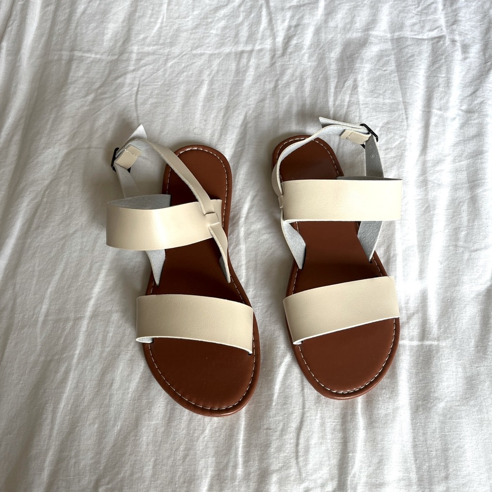 Minimalist double strap slingback sandals